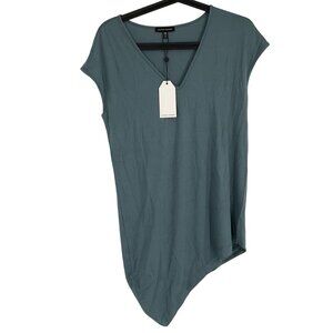 Universal Standard Goblin Blue Cap Sleeve Asymmetrical Hem V-Neck Top 3XS casual